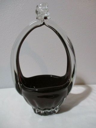 Deep Purple Or Red Art Glass Basket With Handle 8 3/4 " Tall