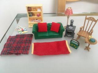 Sylvanian Families Calico Critters Cosy Living Room Set With Log Burner