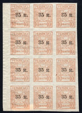 Russia Ukraine 1919 Block Of 12 Stamps Lyapin 1 Mnh/mh