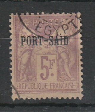 French P.  O In Egypt,  Port Said 1899 - 00,  5 Fr Mauve Sg118 Fine,  Cat £130