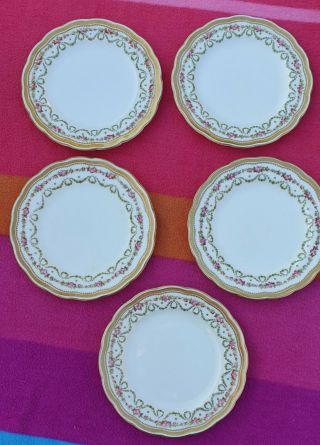 5 Antique George Jones & Sons Side Plates,  Abbey Wreath Pattern,  Crescent China