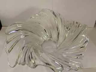 Mikasa Belle Epoque Clear Crystal Glass Wave Swirl Bowl Centerpiece Dish 11”