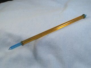 Blue & Amber Blown Glass Antique Dip Pen Desktop Calligraphy Italian Venetian