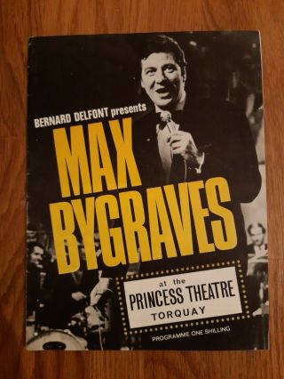 Show Programme Featuring Max Bygraves Princess Theatre Torquay 1960s