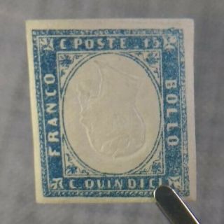 Italy State Sardinia Italian Embossed Stamp Inverted Head Europe Post $3000