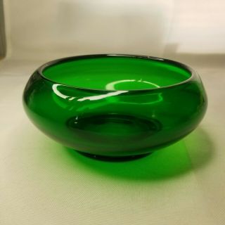Vintage Mid Century Modern Avocado Green Glass Candy Dish /bowl