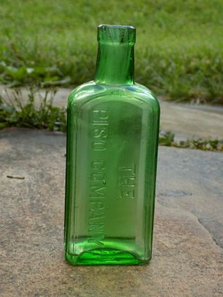 Antique Green Glass Bottle The Piso Company Medcine/cure