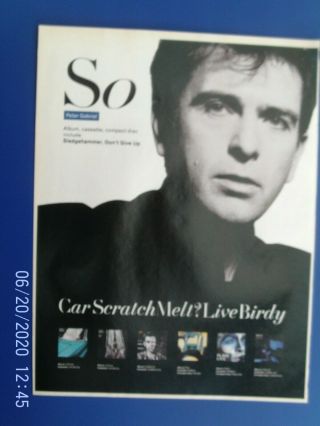 Peter Gabriel - So Lp - Poster Advert 1980s