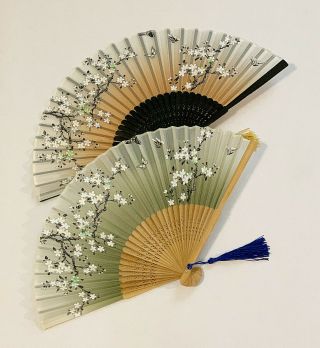 Chinese Plum Flower And Butterfly Design Bamboo Folding Fan Hand - Held Fan