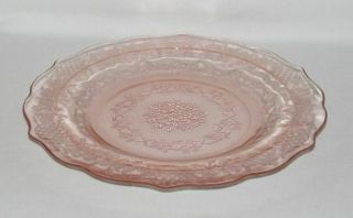 Federal Glass Co.  Normandie " Bouquet And Lattice " Pink Salad Plate