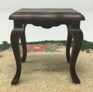 Vintage Dollhouse Miniature Wood Side Table Furniture Curved Legs Furniture