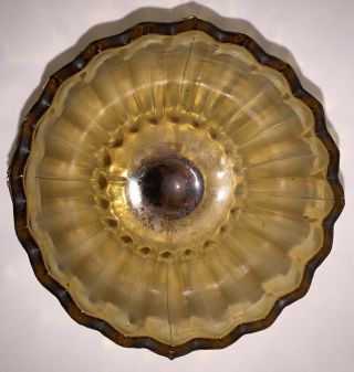 Indiana Depression Glass Pedestal Compote Candy Dish Bowl Amber Lotus Blossom 3
