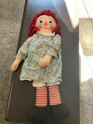 Vintage Large 32” Knickerbocker Raggedy Ann Cloth Rag Doll Clothes