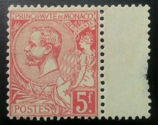 Monaco 1891 - 1894 Prince Albert I 5fr Red On Green Mng Sg 21/21a?