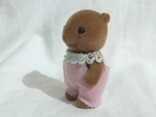 Vintage 80s Sylvanian Families Baby Beaver Waters Family Pink Outfit
