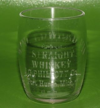 Antique? Barrel Shot Glass King Edward Vii Whiskey Jg Philpott Port Huron,  Mi