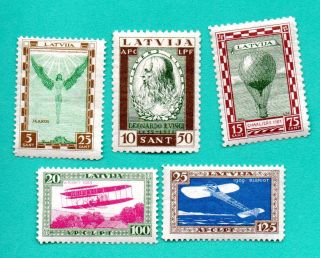 Latvia Lettland Set Of 5 Stamps 1932 S Cb10 - 13 M 210 - 214 948