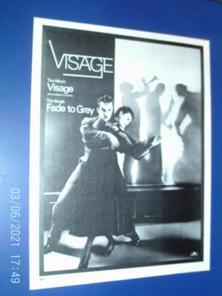 Visage - Steve Strange - Fade To Grey - 1980 - Poster Advert 1980s