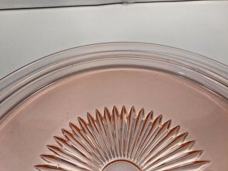 Vintage Pink Depression Glass Cake Plate/Platter/Tray Sunken Center 12 7/8 