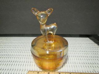 Vintage Carnival Marigold Deer Fawn Powder Jar