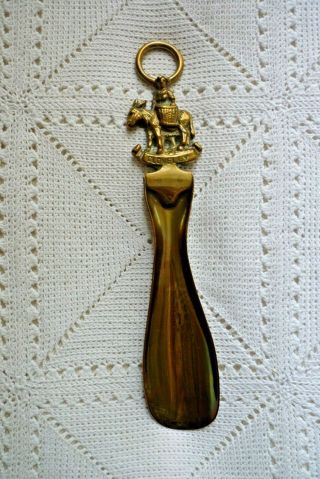 An Antique Solid Brass Shoe Horn Souvenir Of Clovelly