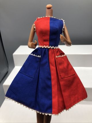 Vintage Barbie 943 Fancy Red And Blue Dress