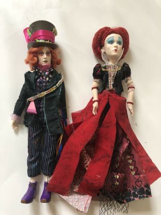 Disney Alice In Wonderland Through The Looking Glass Mad Hatter,  Red Queen Doll