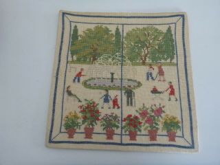 Old Woven Tapestry Vintage English Sampler Embroidery