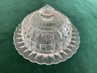 Vintage Pressed Glass Round Butter/cheese Dish With Cover/lid