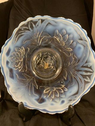 Water Lily Glass Plate With Faded White Edge Vintage Plate