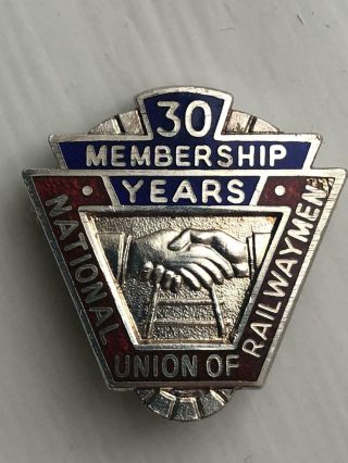 Sterling Silver 30 Year Membership Of The National Union Of Railwaymen Nur 1976