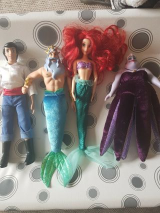 Disney Store The Little Mermaid Doll Set Triton,  Ursula,  Ariel,  Prince Eric