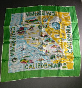 Vintage California Souvenir Silk Scarf