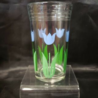 Vintage Kraft Swanky Swigs Blue Tulips Juice Glass