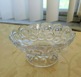 Vintage Le Smith Glass Clear Moon And Stars Small Footed Round Dish