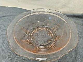 Vintage Hazel Atlas Depression Glass Royal Lace Pink 10 " Round Serving Bowl Guc
