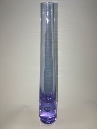 Iridescent ￼art Glass Bud Vase Big Controlled Bubble.  Purple Multicolor