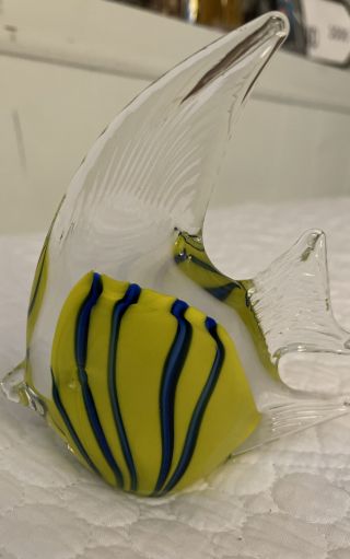 Angel Fish Paperweight By Dynasty Gallery Yellow & Blue 6x4 Inches