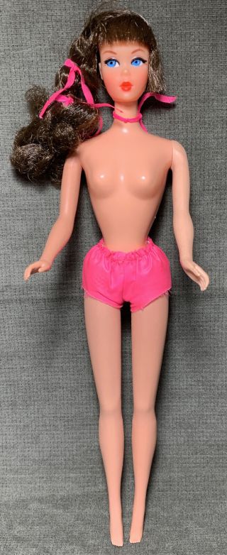 Vintage Talking Barbie Doll Side Ponytail Brunette Legs Broken Mute Mexico