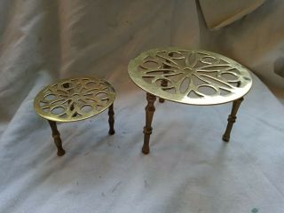 Solid Brass Trivet Kettle Stands Early 20th Century Antique Vintage