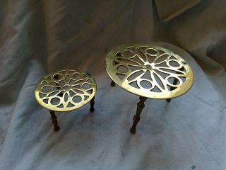 SOLID BRASS TRIVET Kettle Stands early 20th Century ANTIQUE Vintage 2