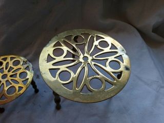 SOLID BRASS TRIVET Kettle Stands early 20th Century ANTIQUE Vintage 3