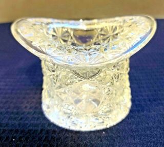 Vintage Fenton Clear Pressed Glass Button & Daisy Top Hat Candle Holder