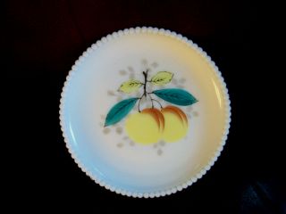 Westmoreland Beaded Edge Fruit Plate Pears Glass Salad Plate 7 - 3/8 " Milkglass