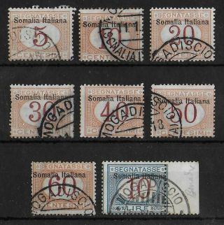 Somalia Italy 1909 Segnatasse Set Of 8 Stamps Sass 12 - 19 Cv €750 Vf/xf