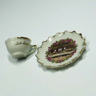Vintage Miniature Tea Cup & Saucer Featuring The Last Supper - Japan (sma)