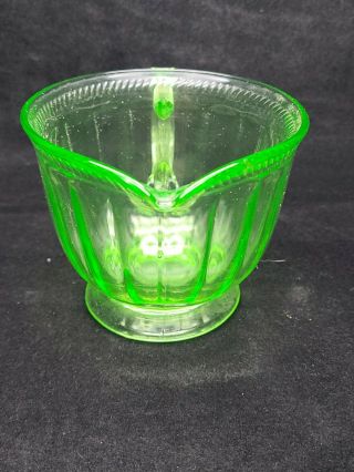 Vintage Federal Depression Glass Uranium Green Creamer 3 