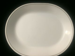 Corelle Gray Band White Serving Platter Oval Plate 12x10