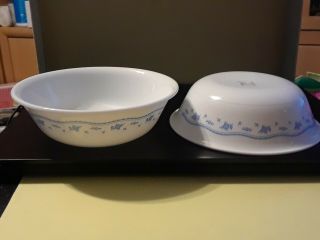 Corelle By Corning Morning Blue Flowers 6 1/4 " Coupe Soup Cereal (2) Bowls