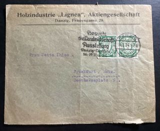 1924 Danzig Germany Commercial Slogan Cancel Cover To Frankfurt